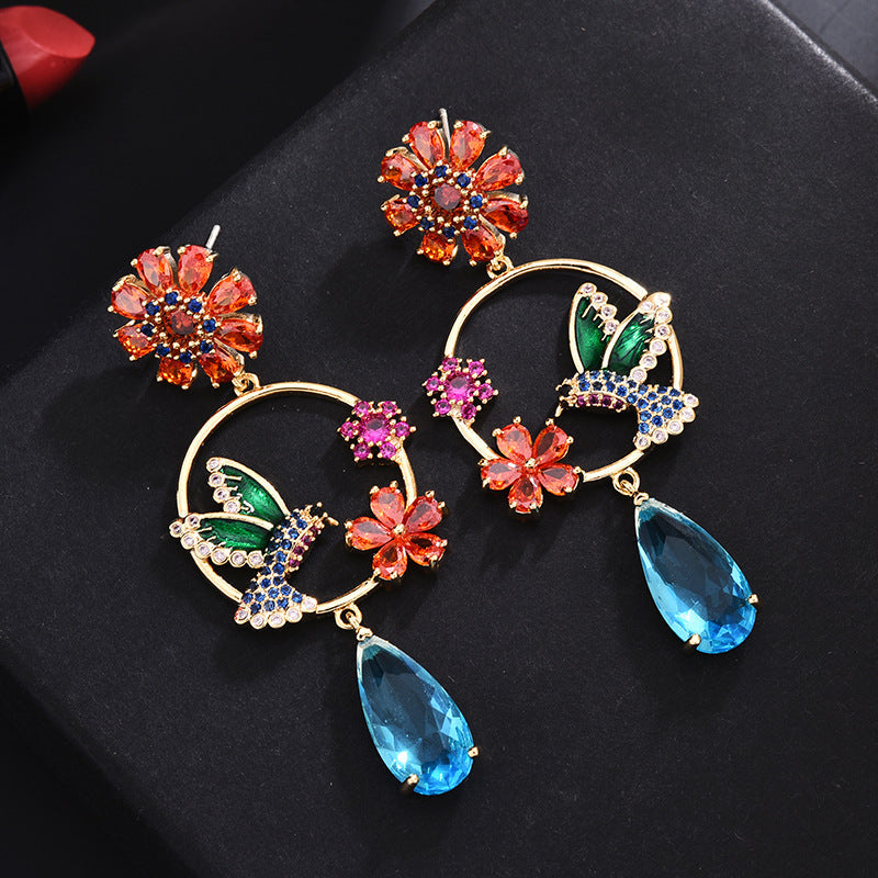 Bird Wreath Cubic Zirconia Earrings E7915
