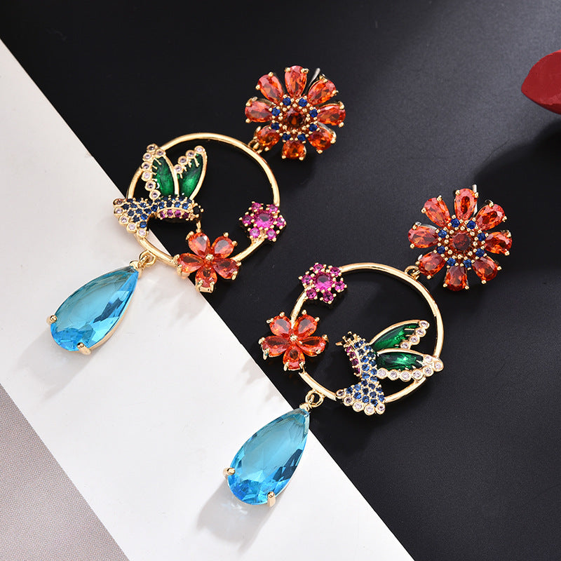 Bird Wreath Cubic Zirconia Earrings E7915