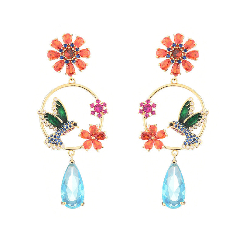 Bird Wreath Cubic Zirconia Earrings E7915
