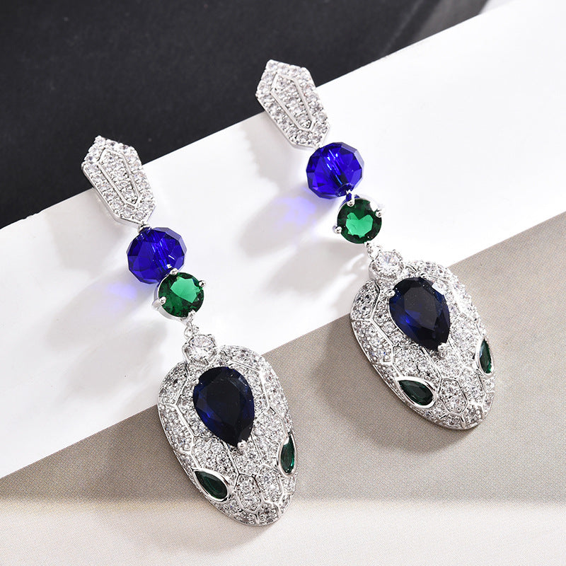 Snake Head Cubic Zirconia Earrings E7916