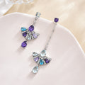 Sector Tassel Cubic Zirconia Asymmetric Earrings E7919