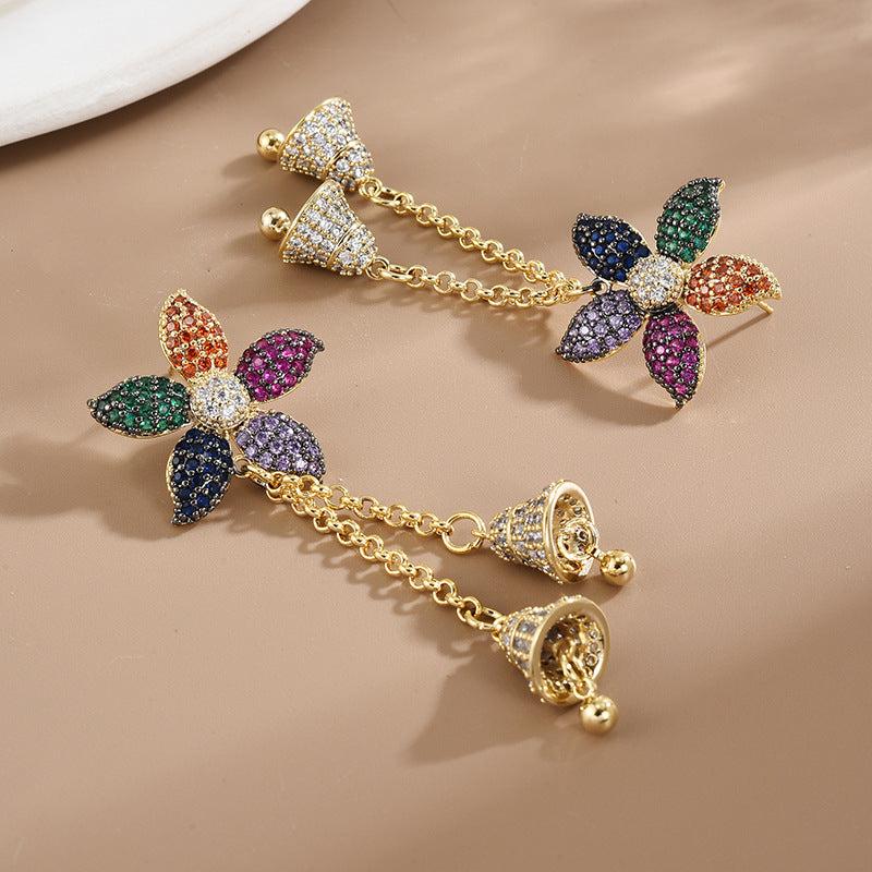 Flower Rectangle Cubic Zirconia Earrings E7926