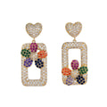 Flower Rectangle Cubic Zirconia Earrings E7926
