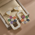 Flower Rectangle Cubic Zirconia Earrings E7926