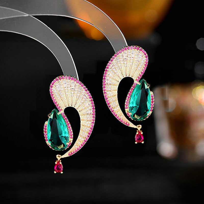 Geometry Teardrop Cubic Zirconia Earrings E7961