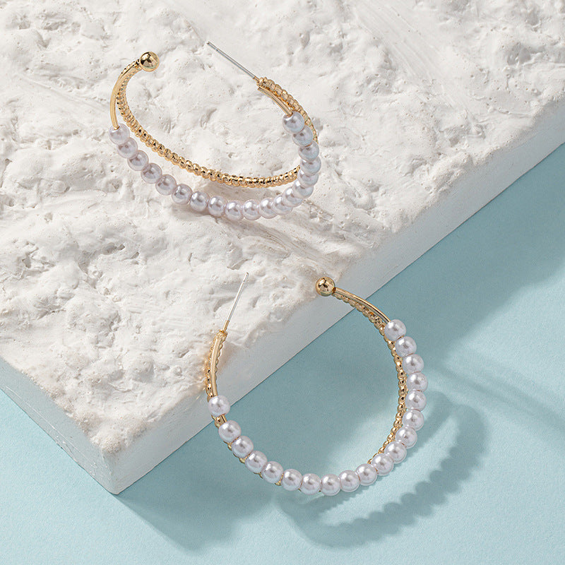 Pearl Hoop Earrings E8053