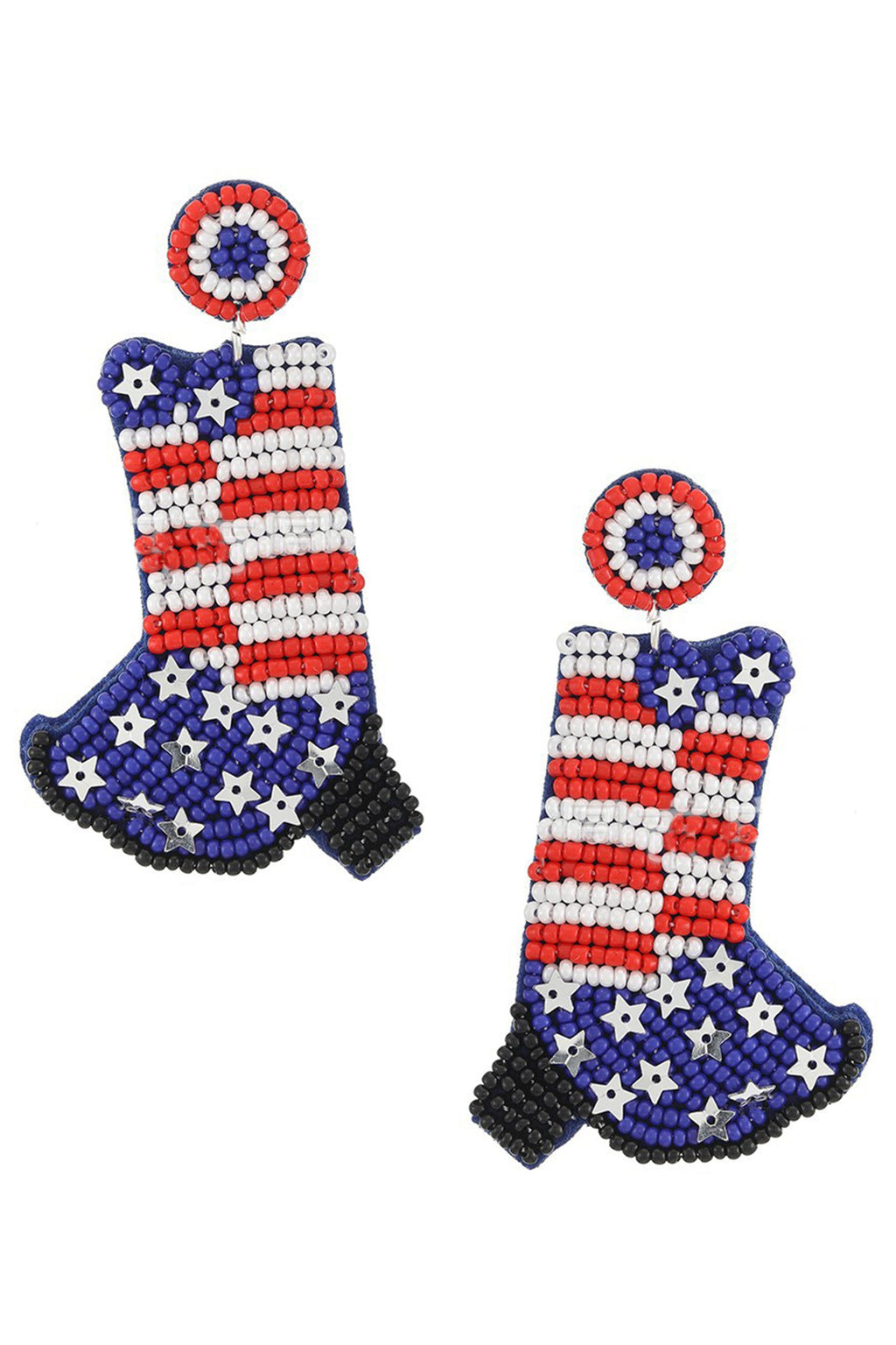 Independence Day Boot Seed Bead Earrings E8064