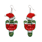 Christmas Cactus Seed Bead Earrings E8276