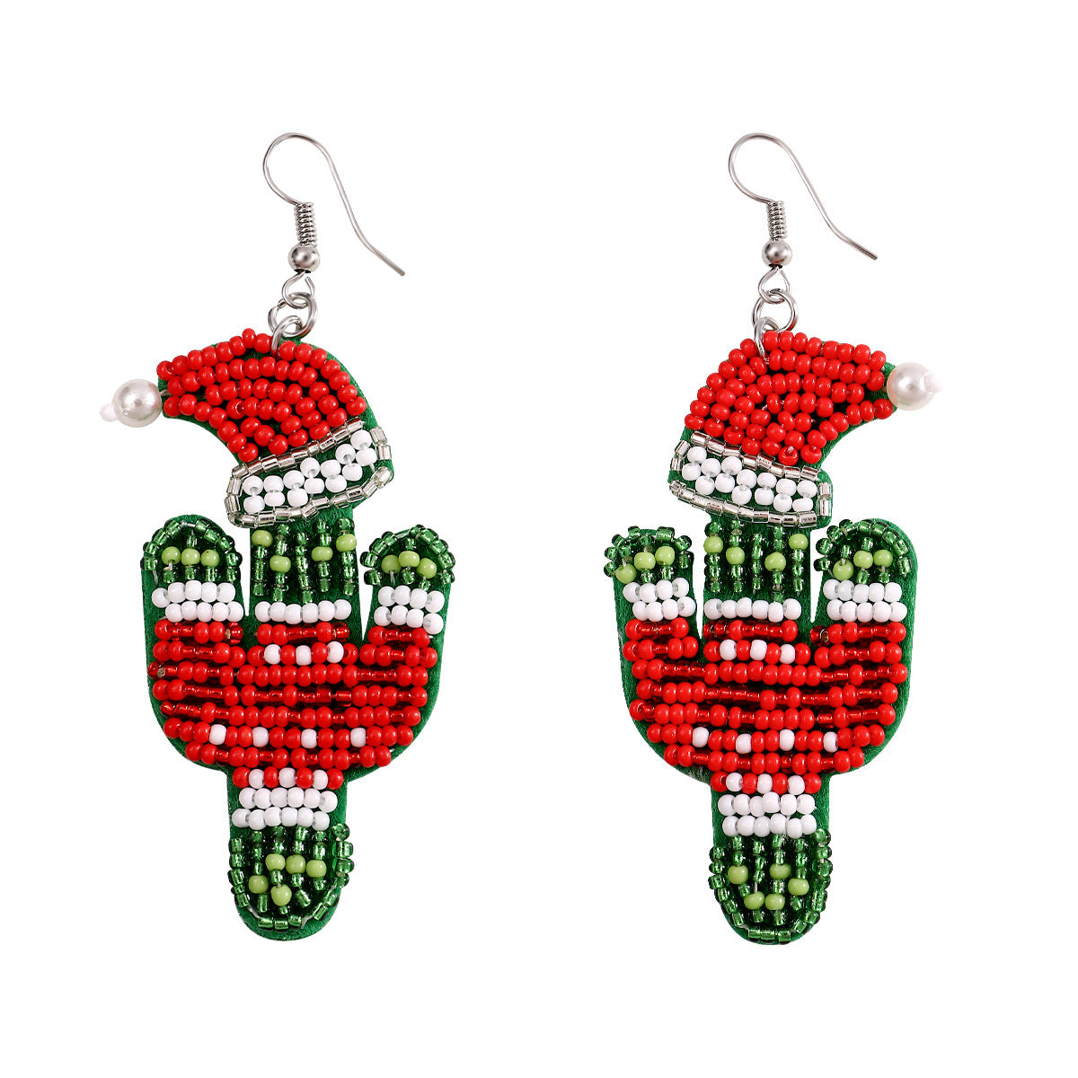Christmas Cactus Seed Bead Earrings E8276