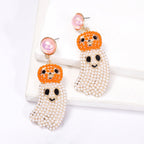 Pumpkin Ghost Bead Earrings E8330