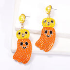 Pumpkin Ghost Bead Earrings E8330