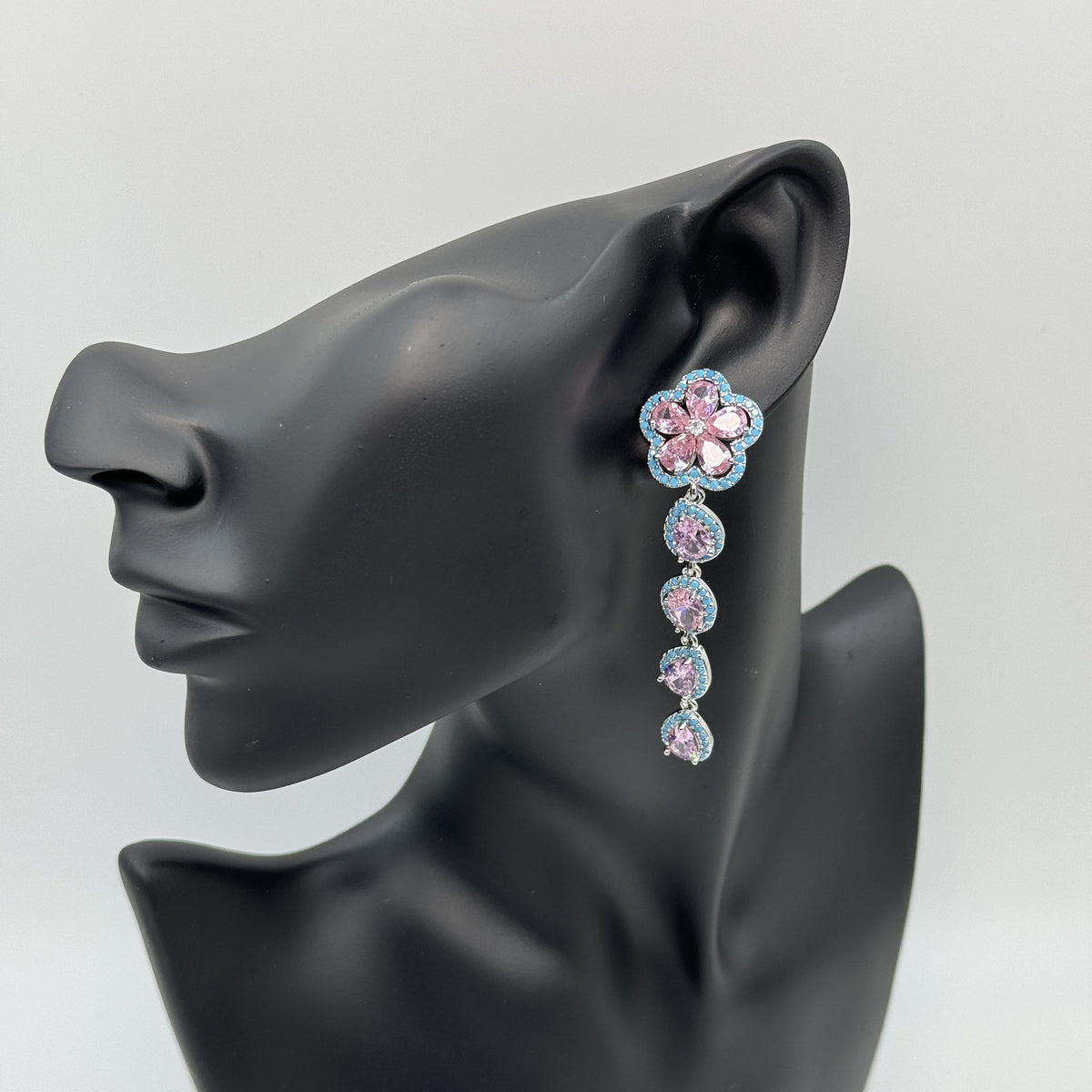 Floral Cubic Zirconia Tassel Earrings E8403