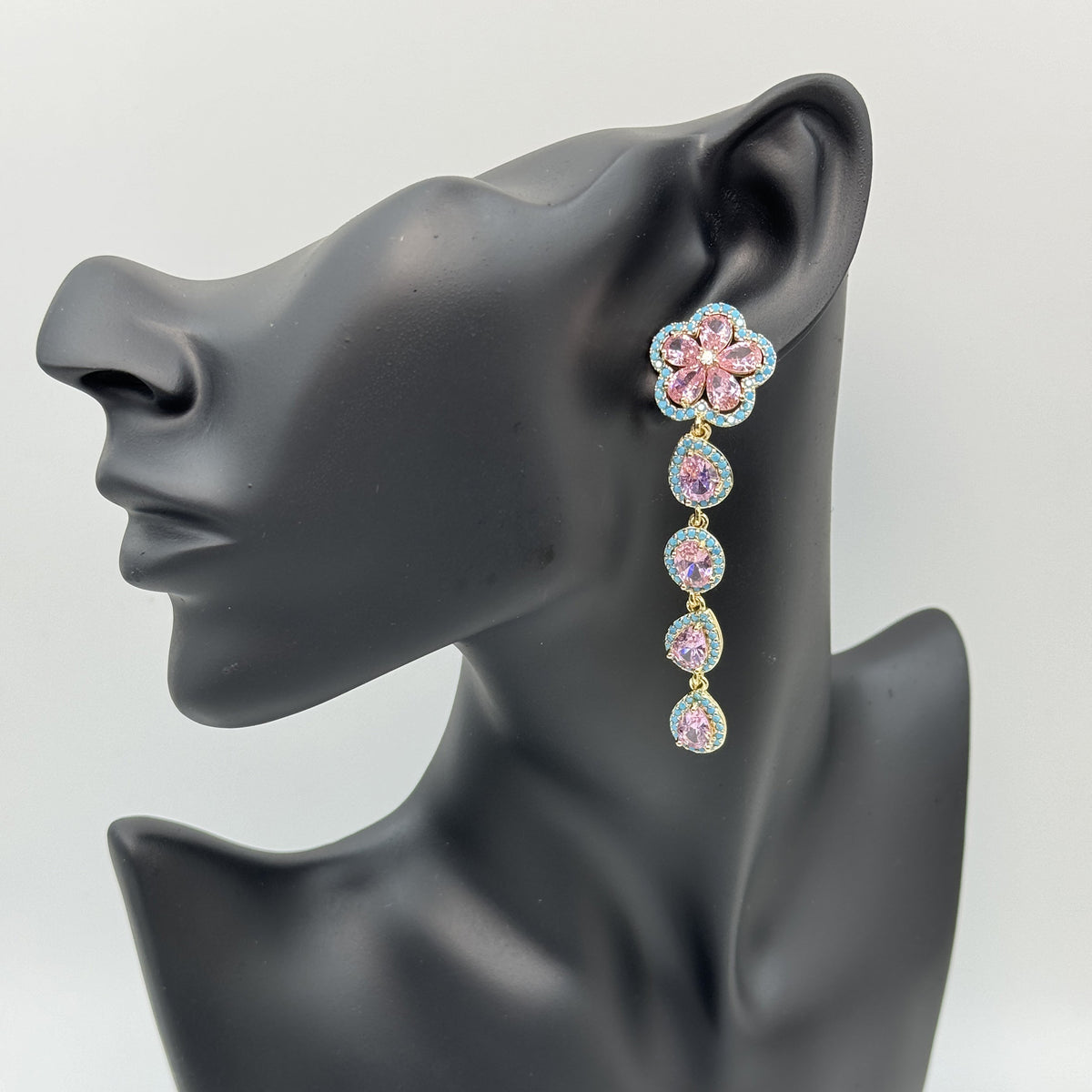 Floral Cubic Zirconia Tassel Earrings E8403
