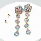 Floral Cubic Zirconia Tassel Earrings E8403