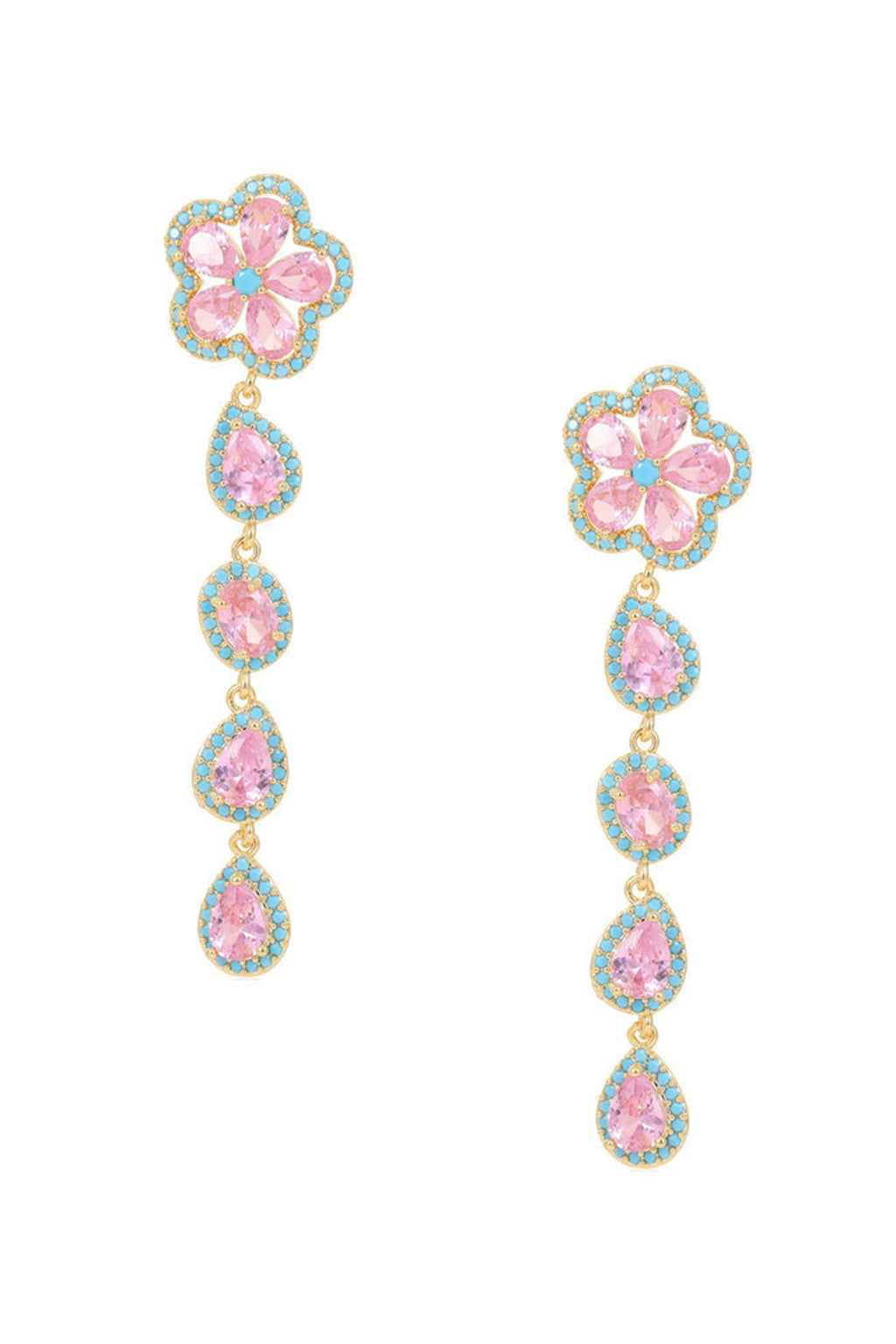 Floral Cubic Zirconia Tassel Earrings E8403