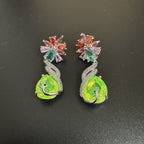 Floral Cubic Zirconia Peacock Teardrop Earrings E8404