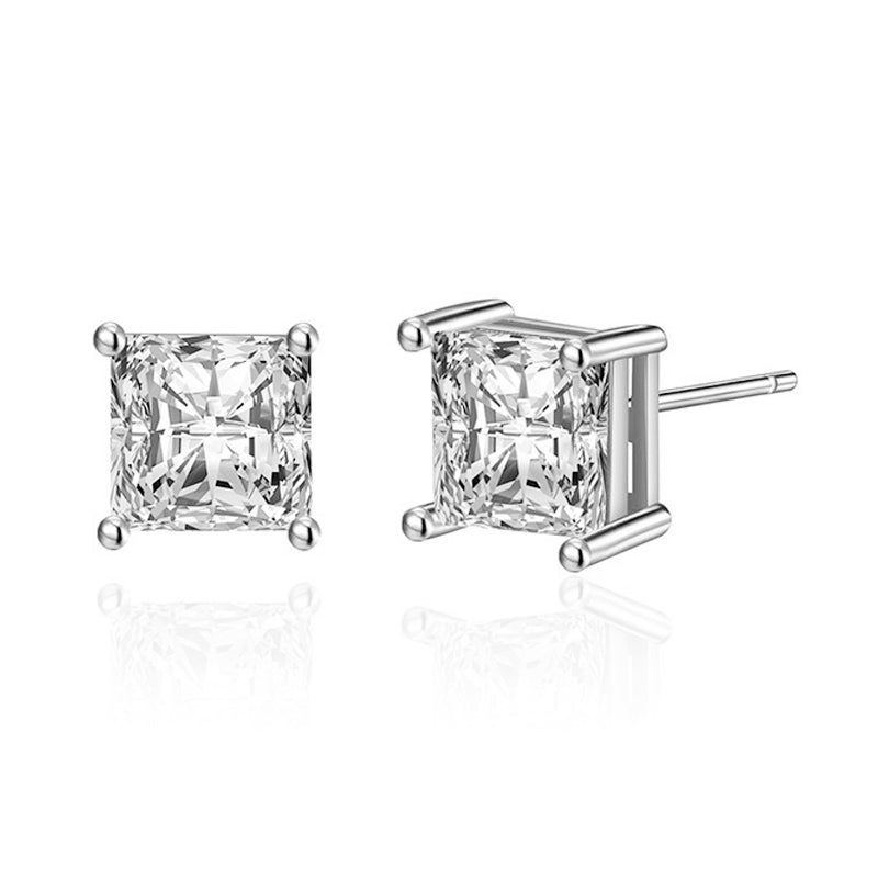 4MM Square Cubic Zirconia Stud Earrings E8429