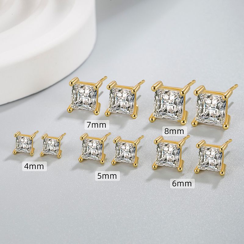 4MM Circle Cubic Zirconia Stud Earrings E8430
