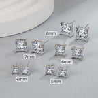 4MM Square Cubic Zirconia Stud Earrings E8429