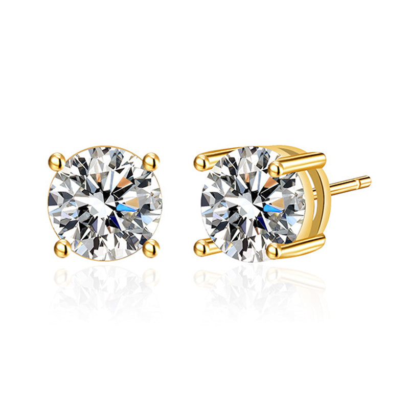 4MM Circle Cubic Zirconia Stud Earrings E8430