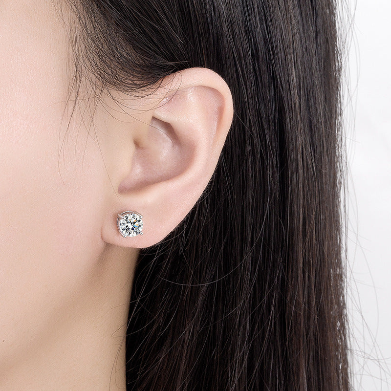 4MM Circle Cubic Zirconia Stud Earrings E8430