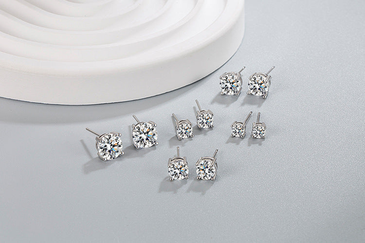 4MM Circle Cubic Zirconia Stud Earrings E8430