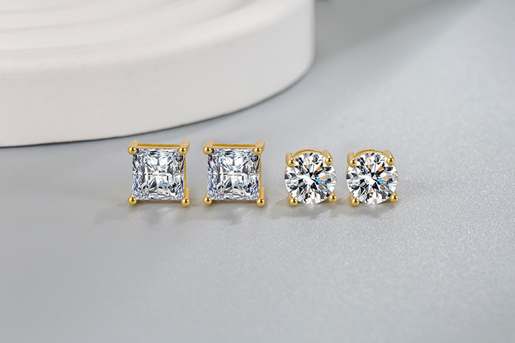 4MM Circle Cubic Zirconia Stud Earrings E8430
