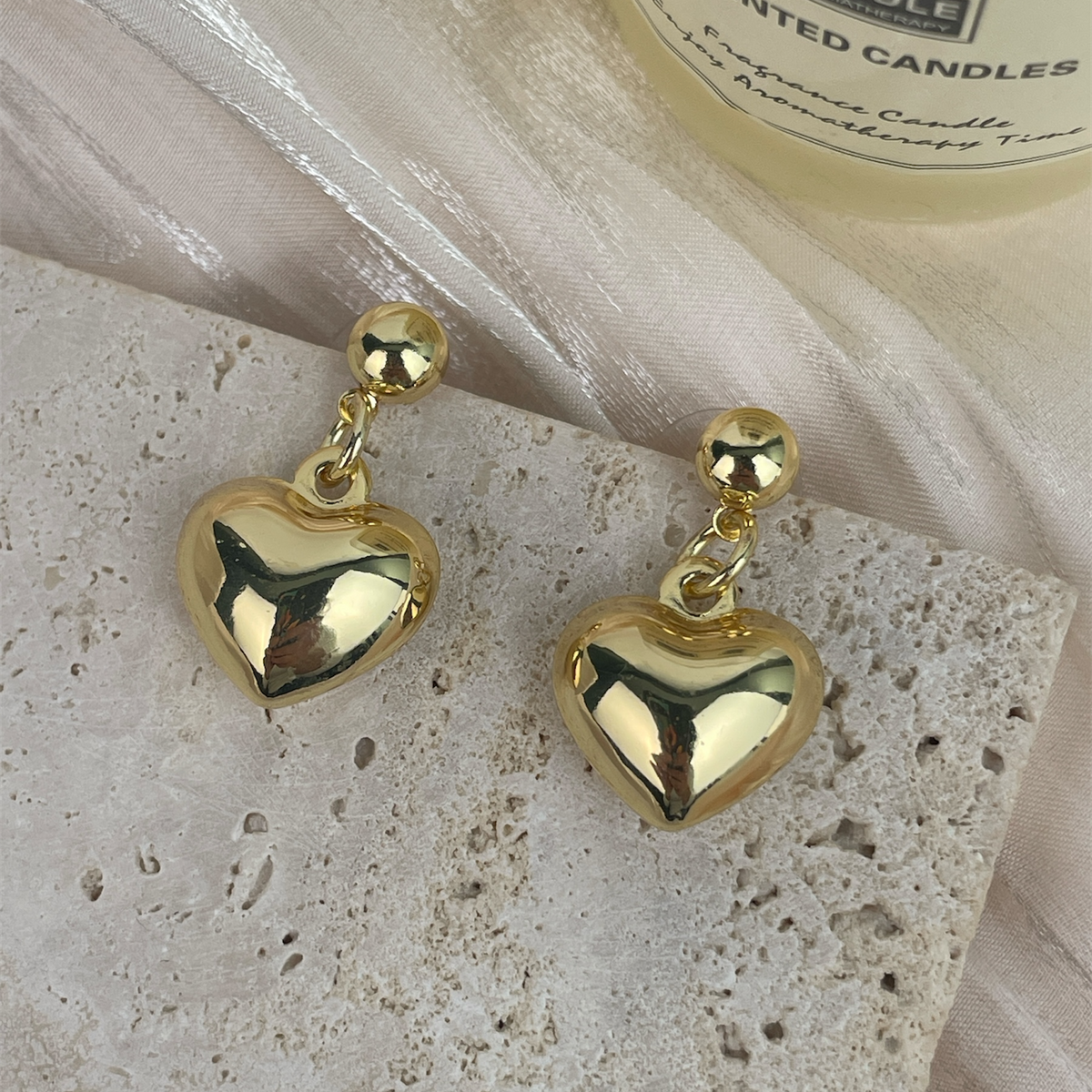 18K Gold-Plated Small Heart-Shaped Earrings E8706
