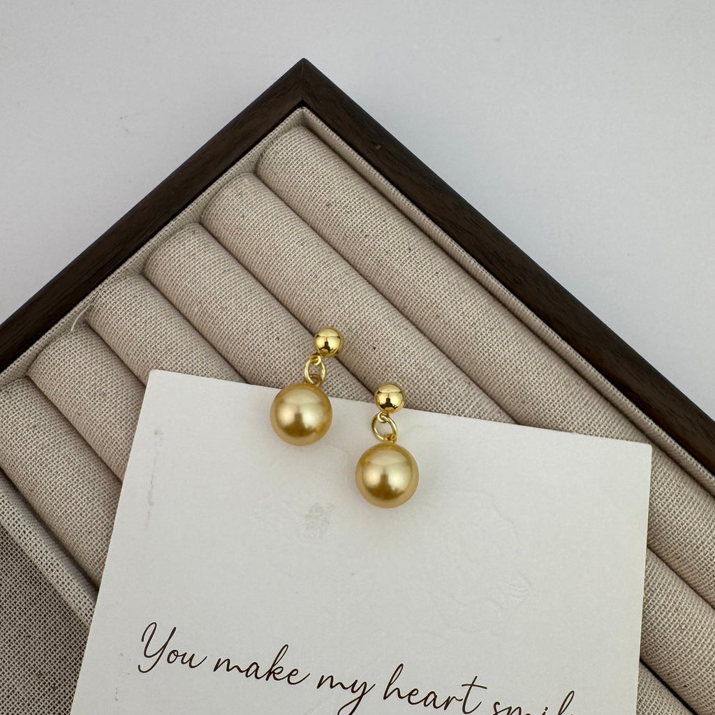 18K Gold-Plated Glass Pearl Earrings E8720