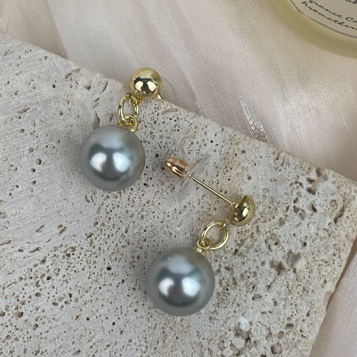 18K Gold-Plated Glass Pearl Earrings E8721