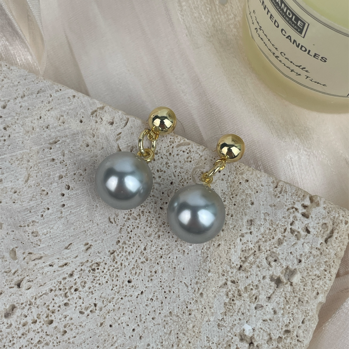 18K Gold-Plated Glass Pearl Earrings E8720