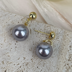 18K Gold-Plated Glass Pearl Earrings E8721