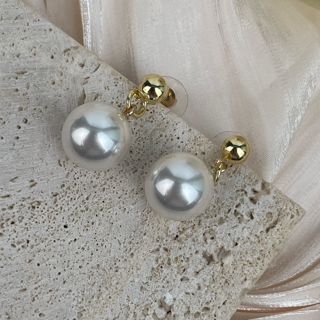 18K Gold-Plated Glass Pearl Earrings E8721