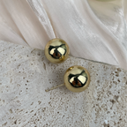 18K Gold-Plated Smooth Bead Earrings E8744 - Gold alternate view