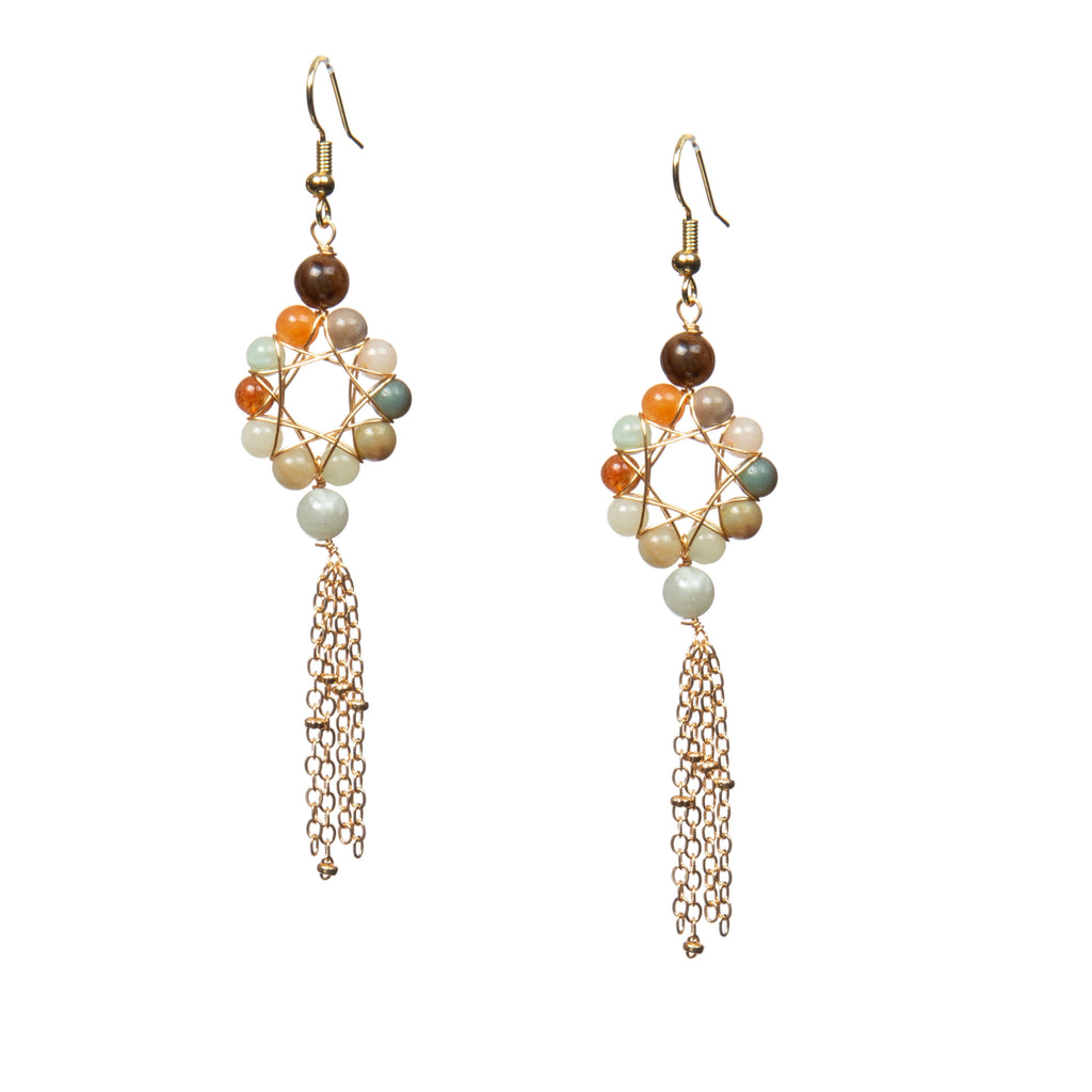 18K Gold Plated Various Stones Earrings E8761