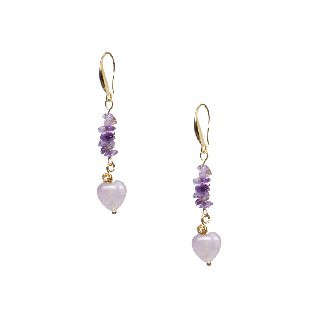 18K Gold-Plated Mixed-Stone Earrings E8763 - Amethyst