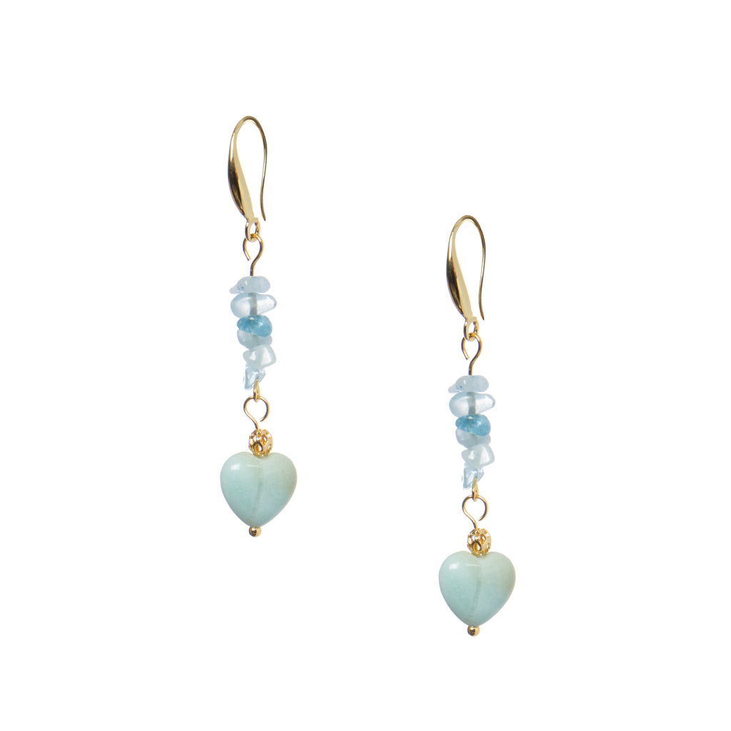18K Gold-Plated Mixed-Stone Earrings E8763 - Blue Jade