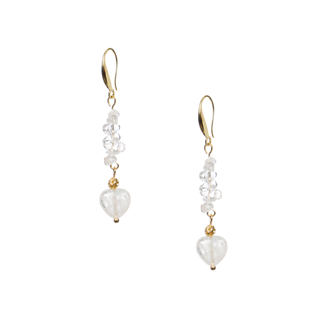 18K Gold-Plated Mixed-Stone Earrings E8763 - Clear Quartz alternate view