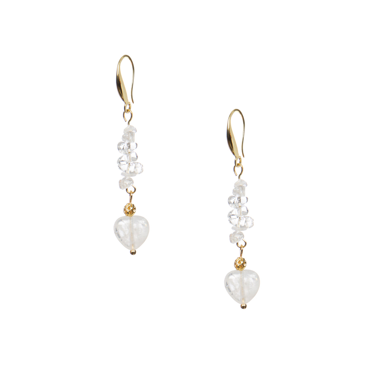 18K Gold-Plated Mixed-Stone Earrings E8763 - Clear Quartz alternate view
