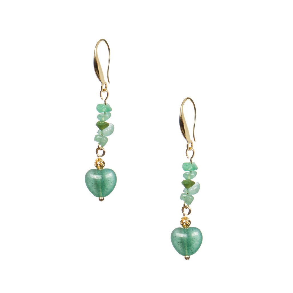 18K Gold-Plated Mixed-Stone Earrings E8763 - Green Aventurine