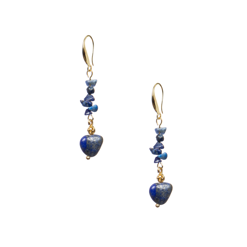 18K Gold-Plated Mixed-Stone Earrings E8763 - Lapis