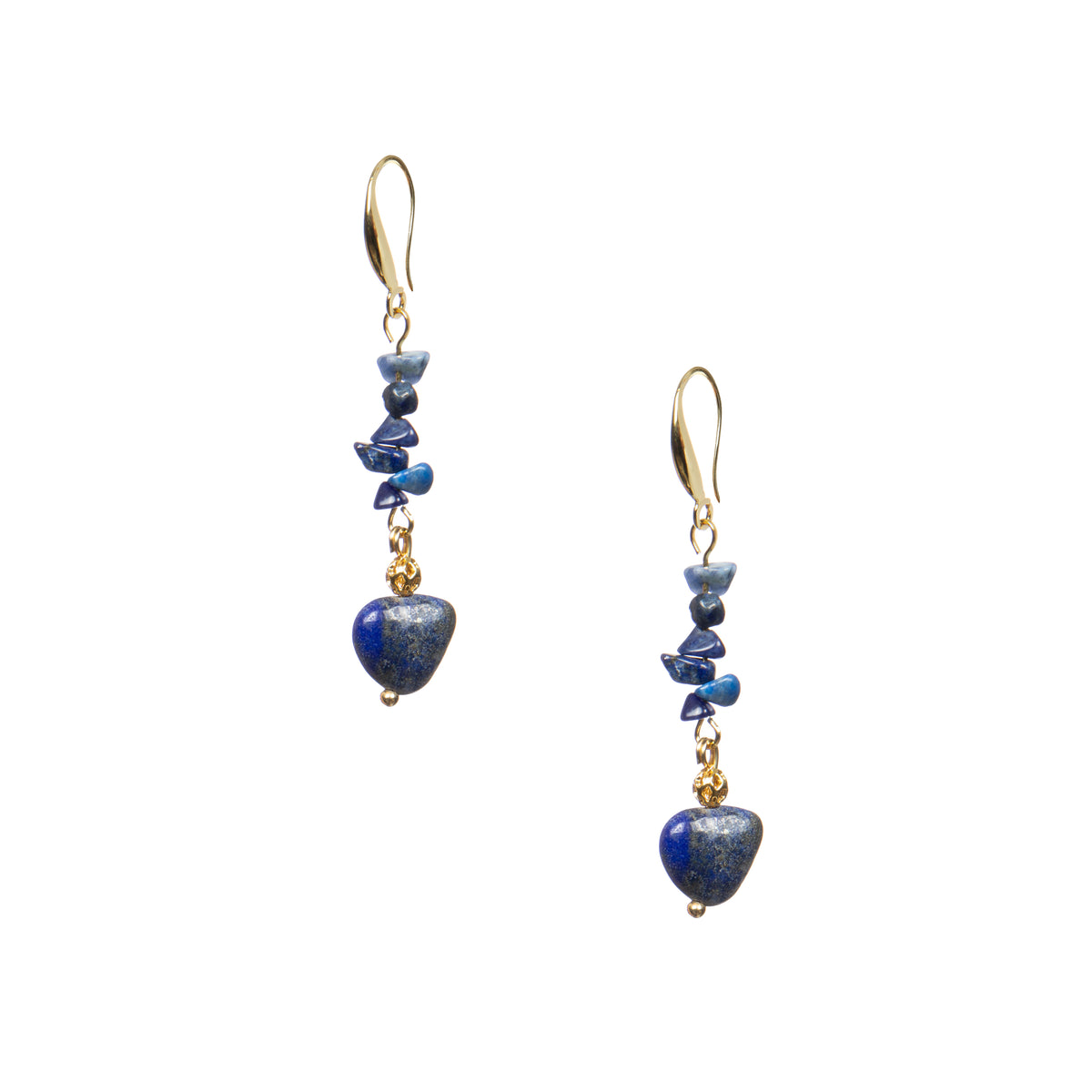 18K Gold-Plated Mixed-Stone Earrings E8763 - Lapis