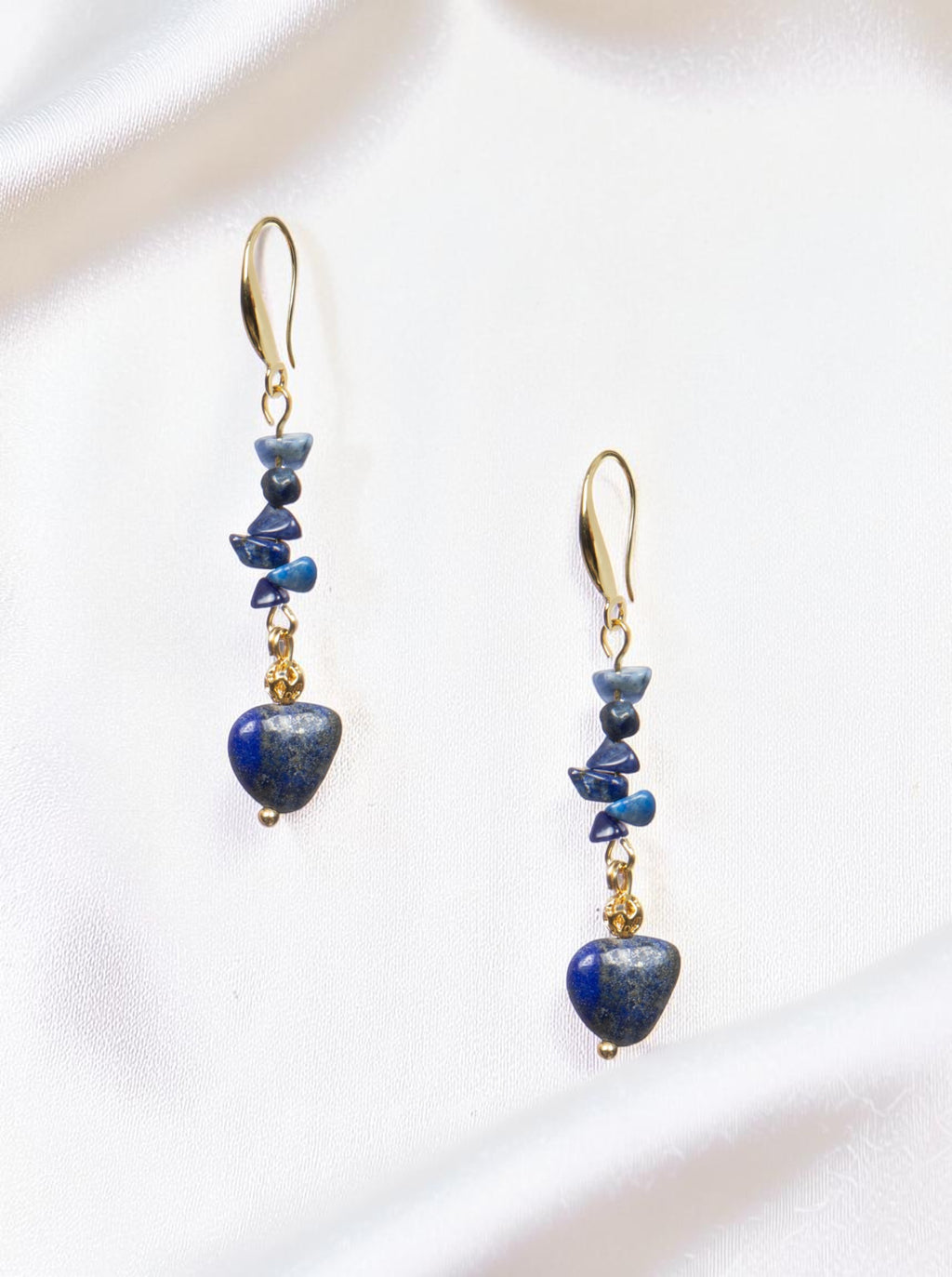 18K Gold-Plated Mixed-Stone Earrings E8763 - Lapis alternate view