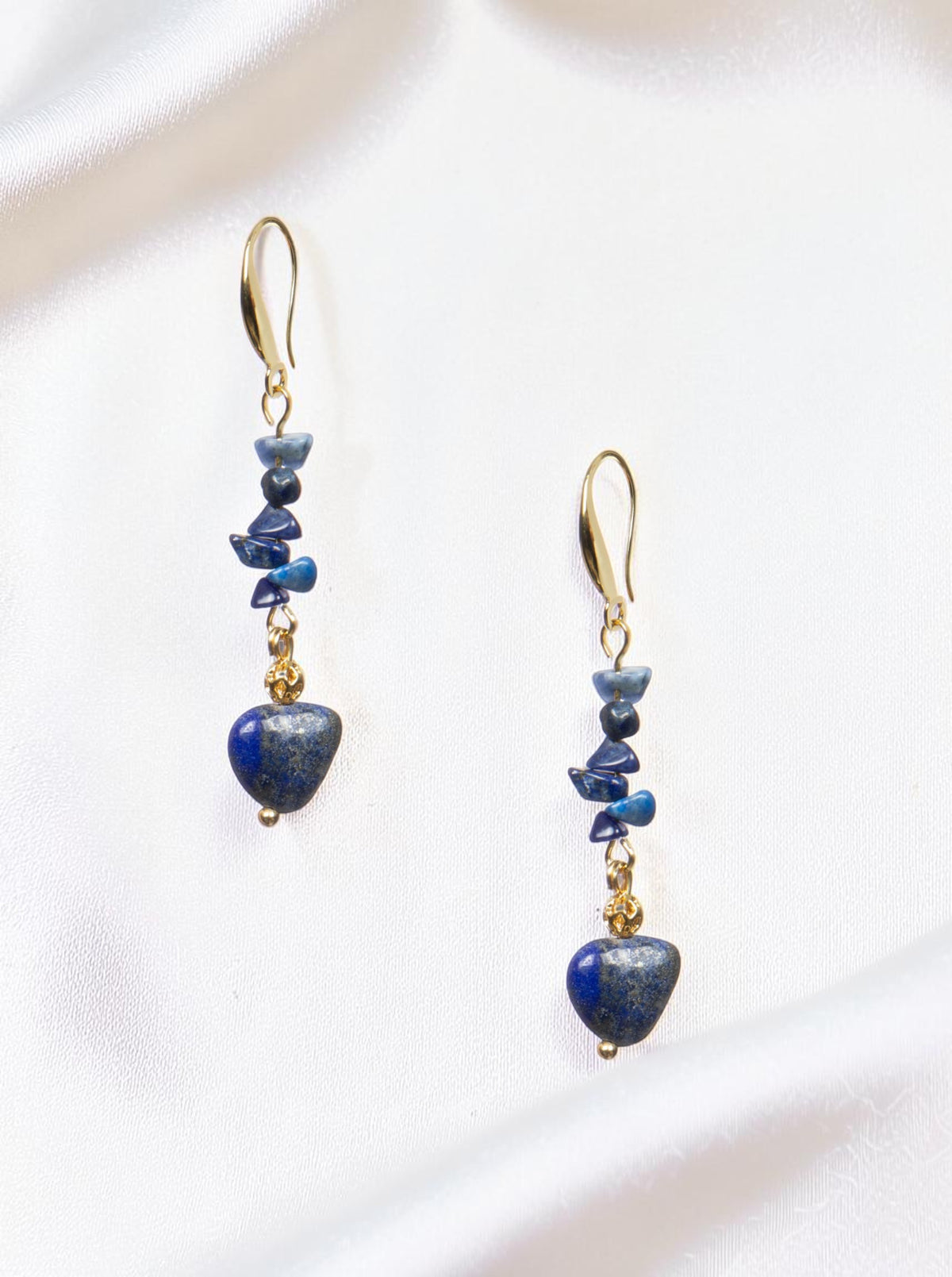 18K Gold-Plated Mixed-Stone Earrings E8763 - Lapis alternate view