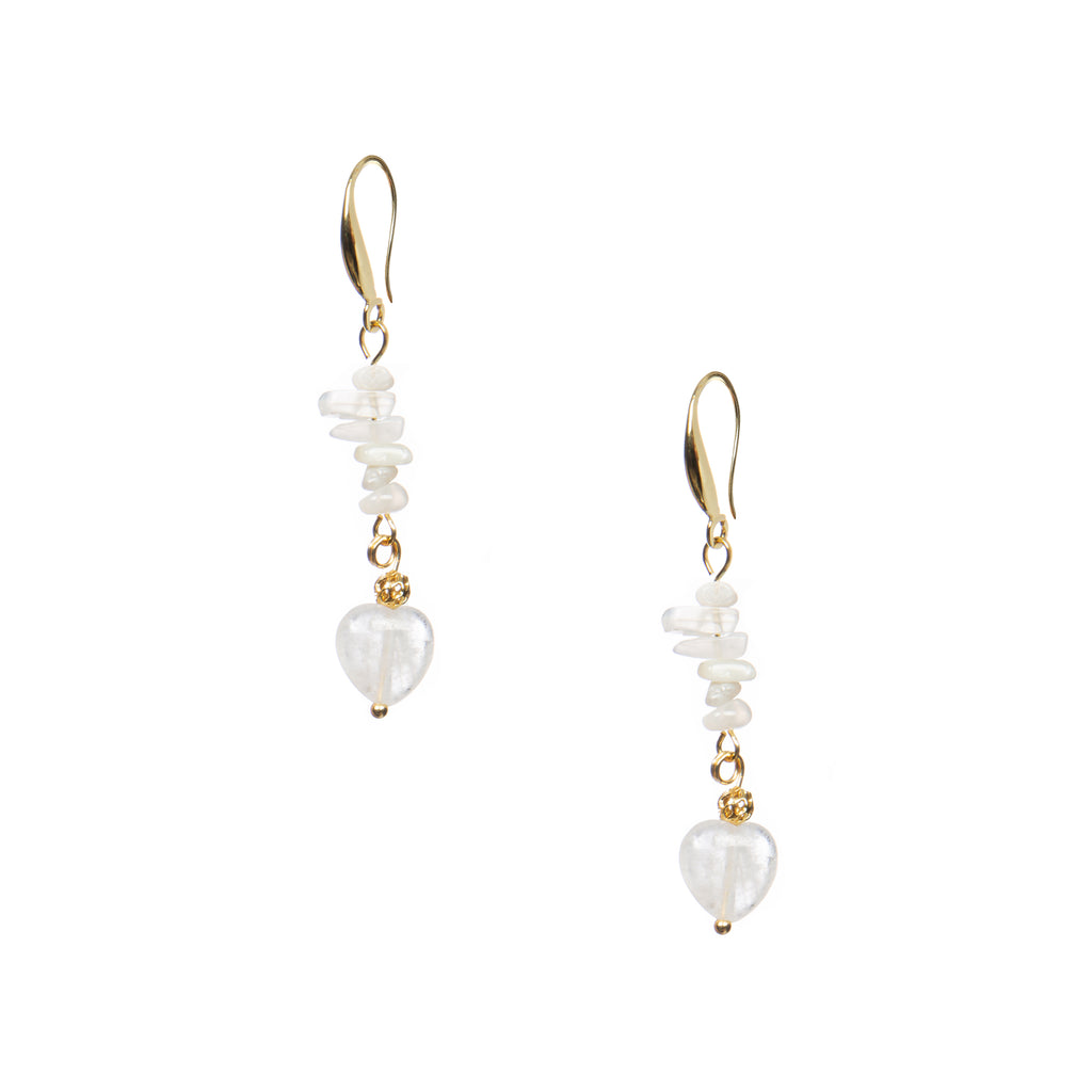 18K Gold-Plated Mixed-Stone Earrings E8763 - Moonstone