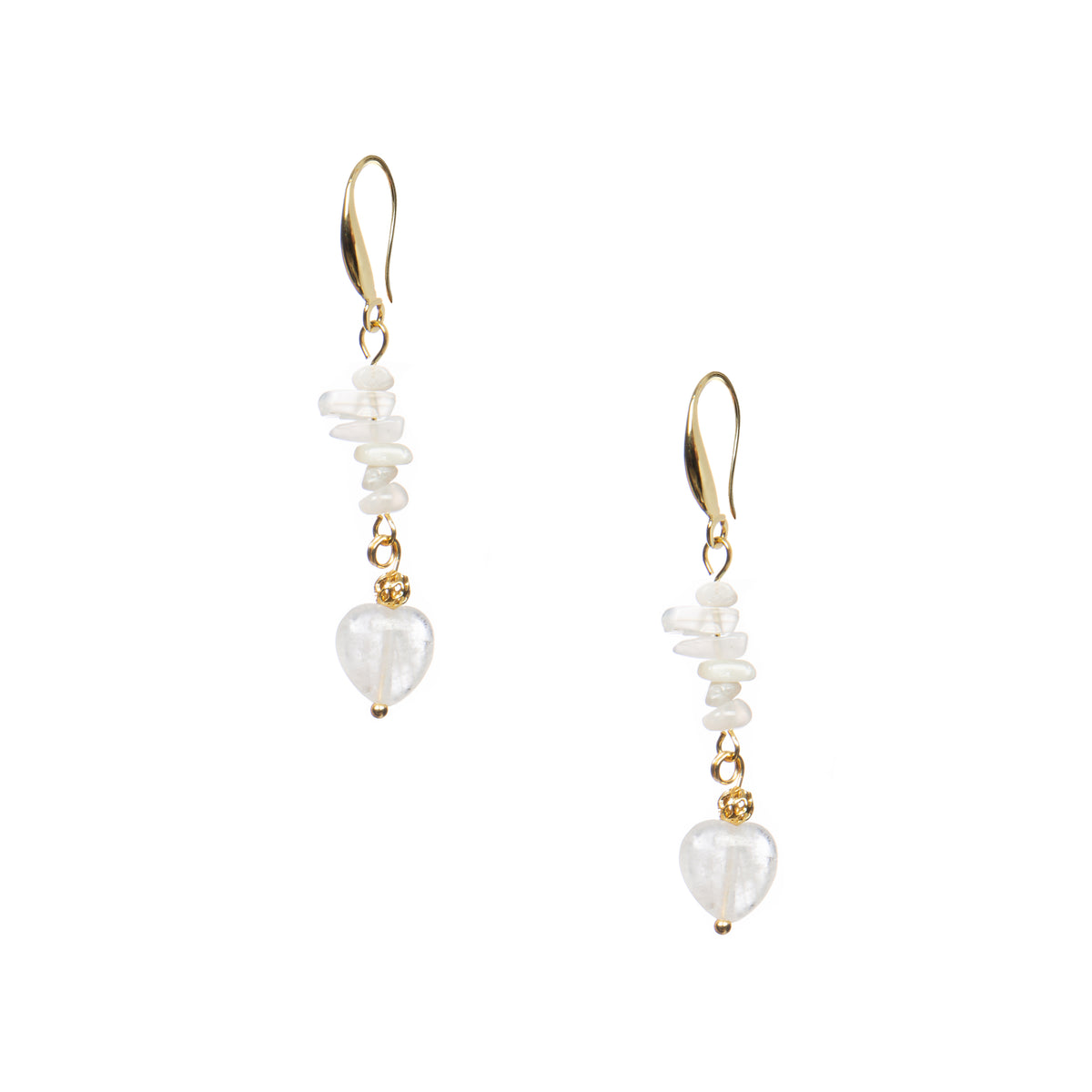 18K Gold-Plated Mixed-Stone Earrings E8763 - Moonstone