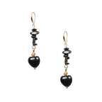 18K Gold-Plated Mixed-Stone Earrings E8763 - Onyx