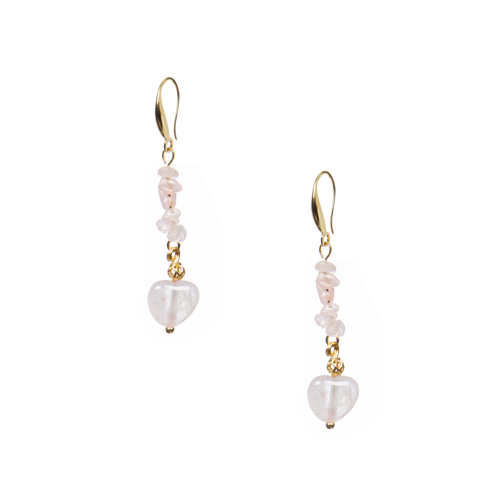 18K Gold-Plated Mixed-Stone Earrings E8763 - Rose Quartz