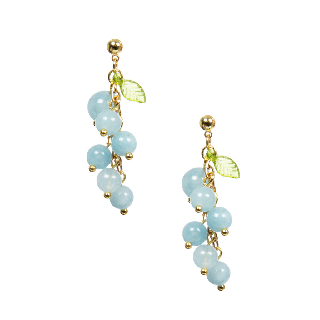 18K Gold-Plated Mixed-Stone Earrings E8764 - Blue Jade