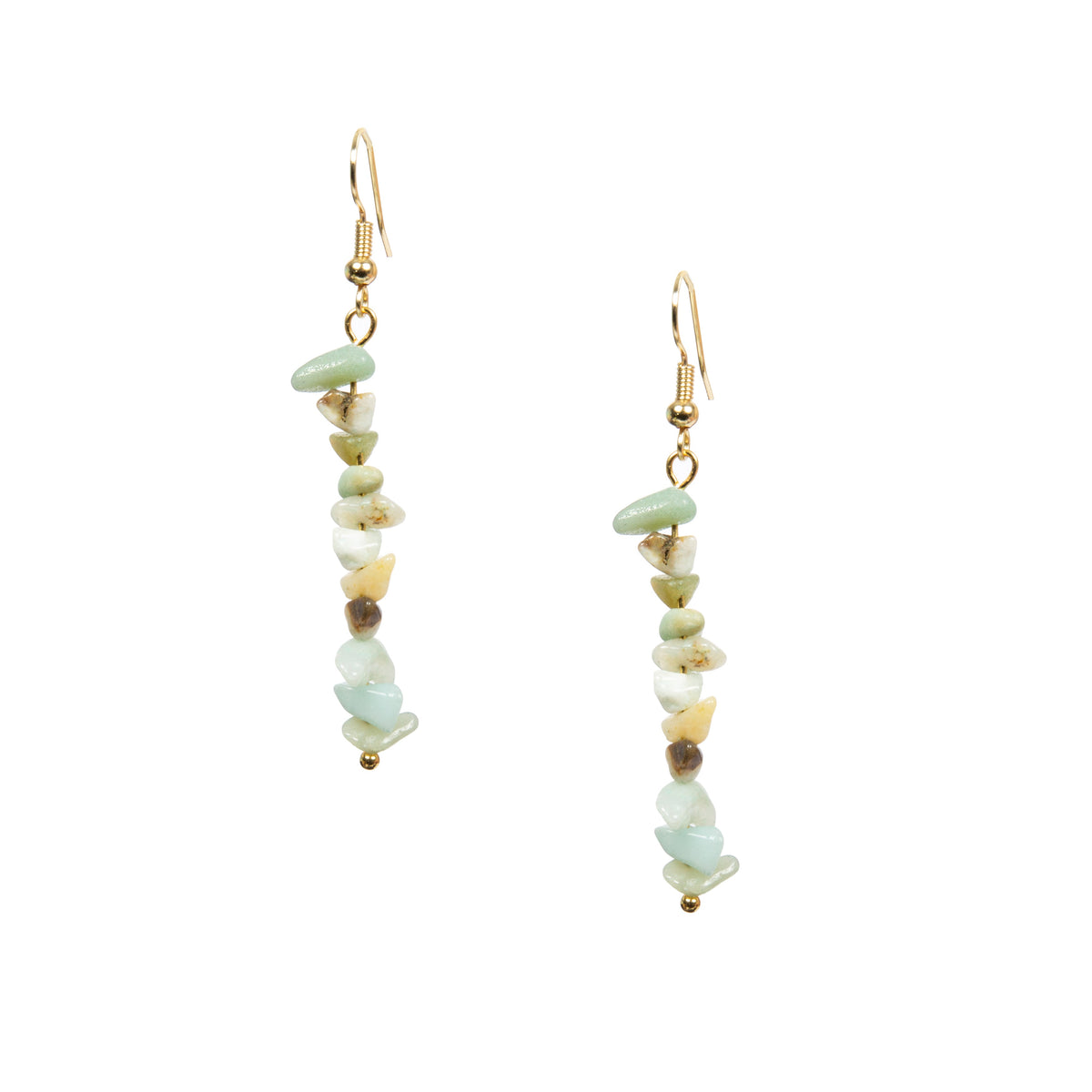 18K Gold-Plated Mixed-Stone Earrings E8765 - Amazonite